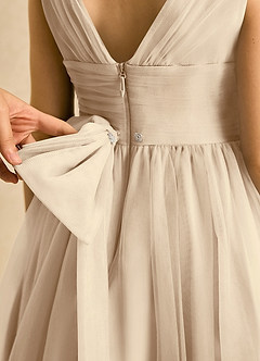 Azazie Macaron Sukienki dla dziewczynek sypiących kwiaty Linia A Pofałdowany Tiul Długość herbaty Sukienka image6