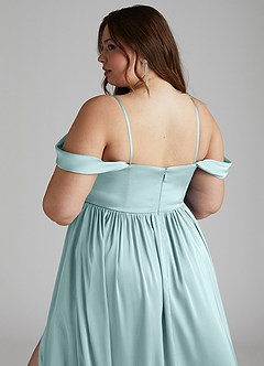 Azazie Morana Robes de demoiselle d'honneur Robe Trapèze Convertible en Satin extensible Épaule décolletée Verre De Mer image16