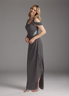 Azazie Weitzman Mother of the Bride Dresses Steel Grey Sheath Sequins Mesh Dress image2