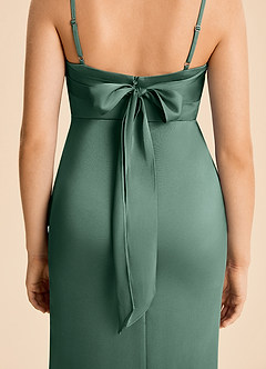 Azazie Mia Junior Eucalyptus Mermaid Pleated Stretch Satin Dress image6