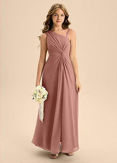 Azazie Brooke Junior Cedar Rose A-Line Side Slit Chiffon Dress image3