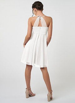 Azazie Ginny Junior White A-Line Pleated Chiffon Dress image2