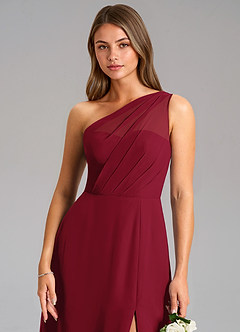 Azazie Phaedra Jurken voor bruidsmeisjes Jurk van Chiffon met A-Lijn One-Shoulder Bourgondië image16