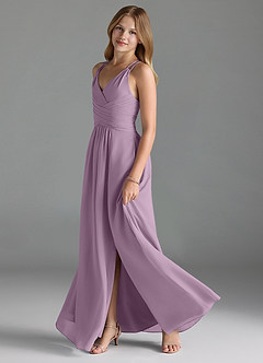 Azazie Farren Junior Wisteria A-Line Pleated Chiffon Dress image4