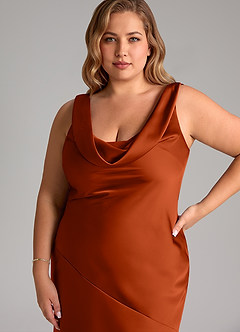 Azazie Rylina Bridesmaid Dresses Paprika Mermaid Stretch Satin Dress image11