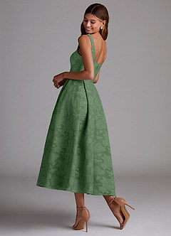 Azazie Amalie Bridesmaid Dresses Eucalyptus A-Line Pleated Floral Burnout Dress image2
