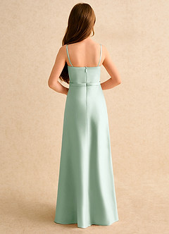 Azazie Fishie Girls Formal Abiti da Ragazza di Fiori Abito A-Line in Raso Opaco Agave image7