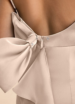 Azazie Lioren Junior English Rose Sheath Bow Stretch Satin Dress image6