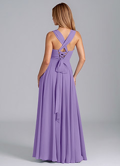 Azazie Darana 신부 들러리 드레스 A라인 코르셋 쉬폰 바닥 길이 드레스 image7