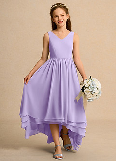 Azazie Kitten Junior Formal Flower Girl Dresses Lilac A-Line Chiffon Dress image4