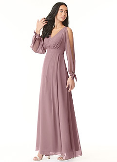 Azazie Matilda Bridesmaid Dresses A-Line Long Sleeve Chiffon Floor-Length Dress image3