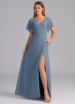 Azazie Ambrosia Bridesmaid Dresses Twilight A-Line Pleated Chiffon Dress image3