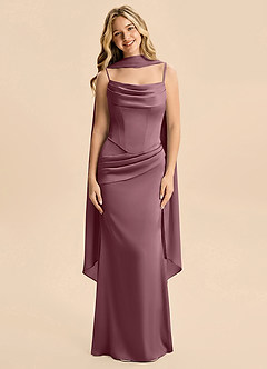 Azazie Sorrel Junior Robe Sirène en Satin extensible Drapé Améthyste image3