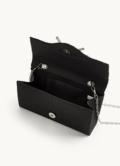 front Pochette à rabat plissée avec nœud en strass