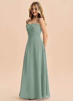 Azazie Rory Junior Silver Sage A-Line Pleated Chiffon Dress image3