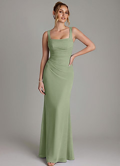 Azazie Agustina Bridesmaid Dresses Pistachio Mermaid Corset Chiffon Dress image1