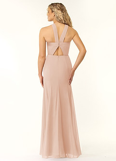 Azazie Rue Abiti da Damigella Abito A-Line in Chiffon con Scollo Halter Rosa Inglese image3