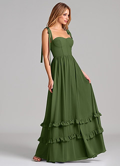 Azazie Anastacia Bridesmaid Dresses Olive A-Line Sweetheart Neckline Chiffon Dress image3