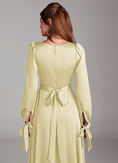 Azazie Leonia Suknie dla druhen Linia A Długi rękaw Satyna elastyczna Do ziemi Sukienka image7