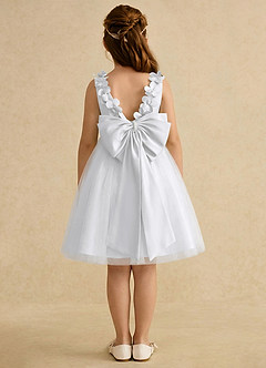 Azazie Lona Flower Girl Dresses White White A-Line Bow Matte Satin Dress image2