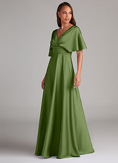 Azazie Pamela Bridesmaid Dresses Juniper A-Line Pleated Stretch Satin Dress image4