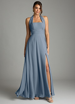 Azazie Tamira Suknie dla druhen Linia A Pofałdowany Szyfon Do ziemi Sukienka image1