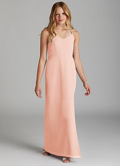 Azazie Becca Junior Robe Sirène en Mousseline de soie Champagne image5