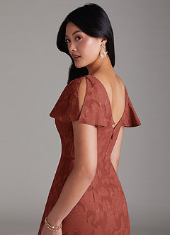 Azazie Soren Bridesmaid Dresses Terracotta A-Line Pleated Floral Burnout Dress image5