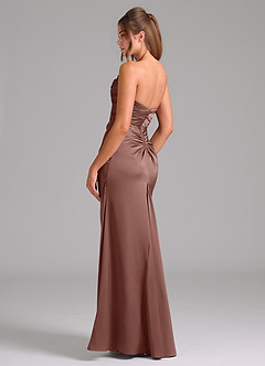Azazie Lucille Jurken voor bruidsmeisjes Converteerbaar Jurk van Stretch Satijn met Zeemeermin Strapless Espresso image4