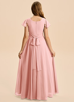 Azazie Cady Junior Rosette A-Line Pleated Chiffon Dress image2