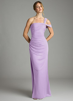 Azazie Tati Final Sale Lilac Sheath Off the Shoulder Mesh Dress image2