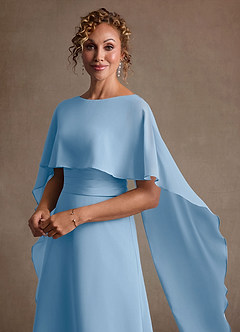 Azazie Marilla Mère de la mariée Robes Robe Trapèze en Mousseline de soie Plissée Poudre Bleue image8