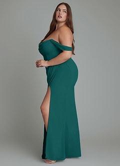 Azazie Johana Bridesmaid Dresses Peacock Mermaid Off the Shoulder Chiffon Convertible Dress image13