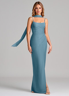 Azazie Calandra Bridesmaid Dresses Bermuda Sheath Pleated Chiffon Dress image3