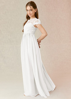 Azazie Delevingne Junior Linia A Koronka Szyfon Długość podłogi Młodsza druhna Sukienka image3