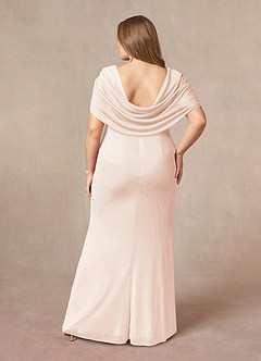 Azazie Luisa Mother of the Bride Dresses Blushing Pink Mermaid V-Neck Pleated Mesh Dress image8