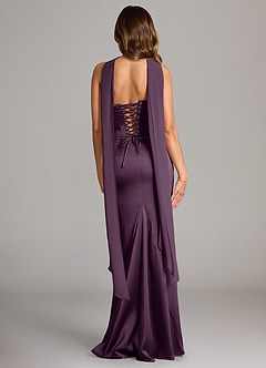 Azazie Sorrel Bridesmaid Dresses Plum Mermaid Strapless Stretch Satin Convertible Dress image2
