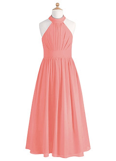 Azazie Iman Junior Linia A Pofałdowany Szyfon Długość podłogi Młodsza druhna Sukienka image6