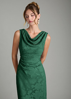 Azazie Kieryn Bridesmaid Dresses Dark Green Mermaid Pleated Floral Burnout Dress image11