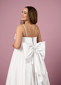 Barbie ♥ Azazie Wedding Dresses Diamond White A-Line Pleated Tulle Dress image11