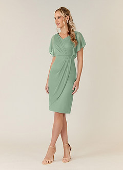 Azazie Waverly Vendita Finale Abito Tubino in Maglia Plissettato Dusty Blue image3