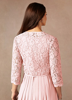 Azazie Ainsling Mother of the Bride Dresses Blushing Pink A-Line Square Neckline Lace Chiffon Dress image9