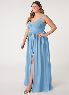 Azazie Chanel Kleider zum Anprobieren zu Hause Eine Linie Plissee Chiffon Kleid Schwarz image10
