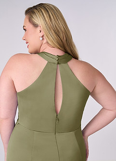 Barbie ♥ Azazie Bridesmaid Dresses Pistachio Sheath Stretch Satin Dress image11
