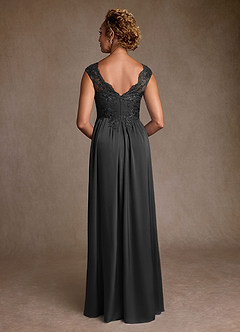 Azazie Amethyst Mother of the Bride Dresses Black A-Line Lace Dress image2