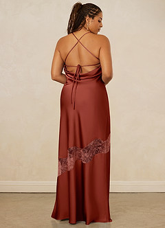Christian Siriano Bridal for Azazie 1012 Bridesmaid Dresses Terracotta Sheath Lace Stretch Satin Dress image9