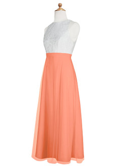 Azazie Albertine Junior Robe Trapèze en Mousseline de soie Dentelle Coucher De Soleil image9
