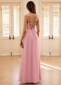 Gleavia Pink A-line Sequin Prom Dress image2