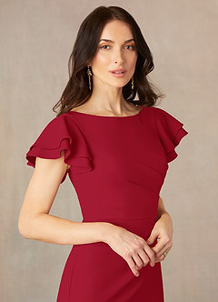 Azazie Peppermint Mother of the Bride Dresses Scarlet Mermaid Scoop Ruched Stretch Crepe Dress image3