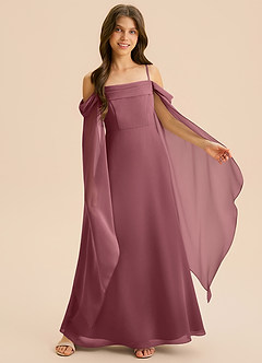 Azazie Moana Junior A-Linie Plissee Chiffon Kleid Wüstenrose image6